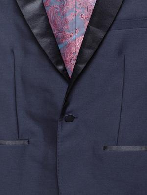 navy blue solid tuxedo casual blazer - 15681070 - Standard Image - 4