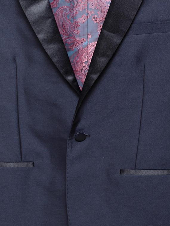 navy blue solid tuxedo casual blazer - 15681070 - Zoom Image - 4