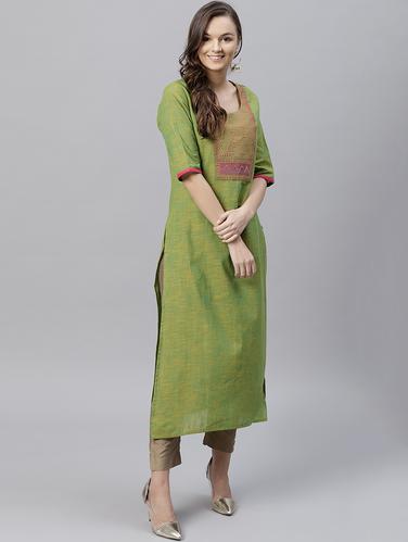 Embroidered straight kurta - 15681378 - Very Small Image - 1