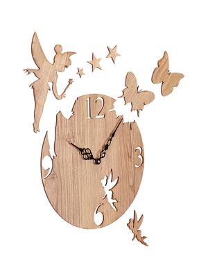sehaz artworks fairy-butterfly manufactured wood 10inch designer wall clock for home and kitchen - woodtexture - 15681683 - Standard Image - 2