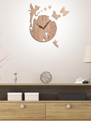 sehaz artworks fairy-butterfly manufactured wood 10inch designer wall clock for home and kitchen - woodtexture - 15681683 - Standard Image - 3