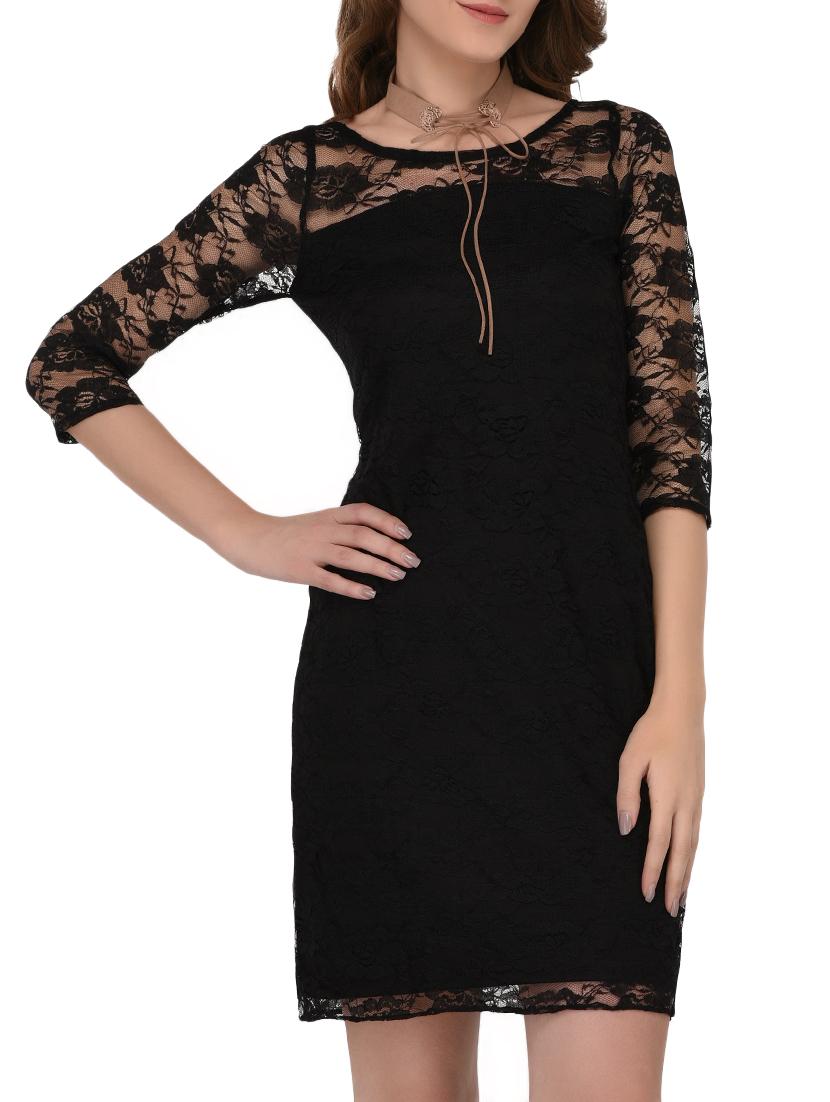 floral mesh panel sheath dress - 15681956 - Zoom Image - 1