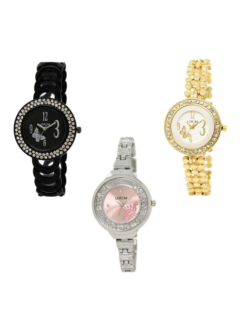 set of 3 round dial analog watch combo -(lk201-203-226) - 15682148 - Zoom Image - 1