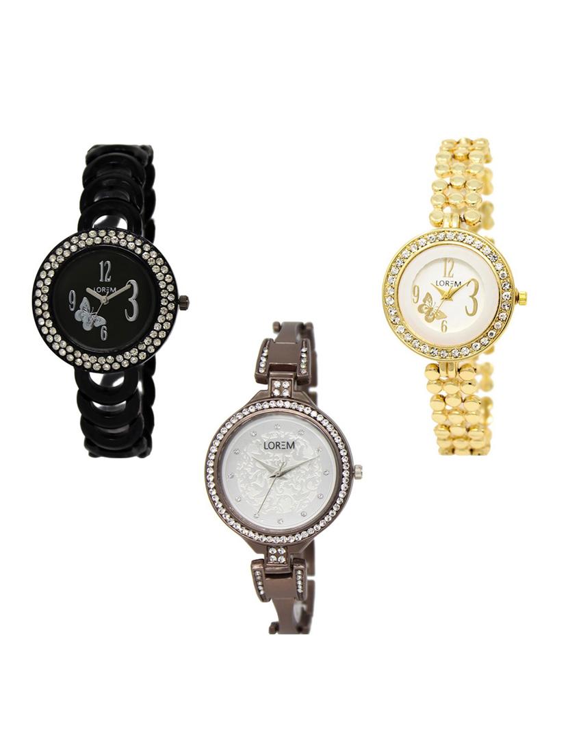 set of 3 round dial analog watch combo -(lk201-203-236) - 15682157 - Zoom Image - 1