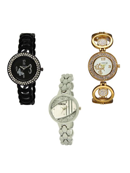 set of 3 round dial analog watch combo -(lk201-204-223) - 15682179 - Standard Image - 1