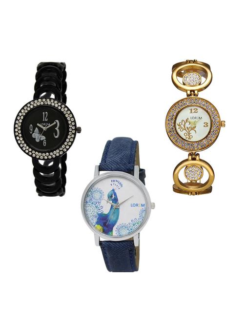 set of 3 round dial analog watch combo -(lk201-204-241) - 15682194 - Standard Image - 1