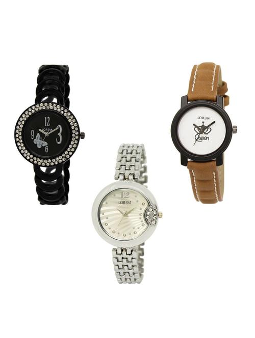 Set of 3 round dial analog watch combo -(LK201-209-227) - 15682338 - Standard Image - 1