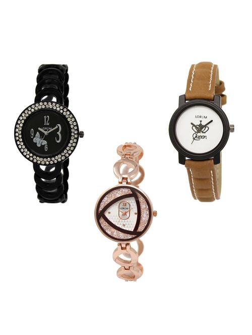 Set of 3 round dial analog watch combo -(LK201-209-238) - 15682348 - Very Small Image - 1