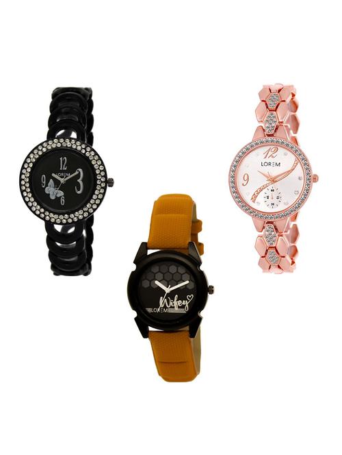 set of 3 round dial analog watch combo -(lk201-215-235) - 15682447 - Standard Image - 1