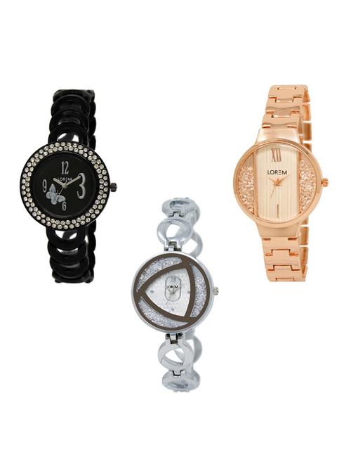 Set of 3 round dial analog watch combo -(LK201-217-240) - 15682485 - Very Small Image - 1