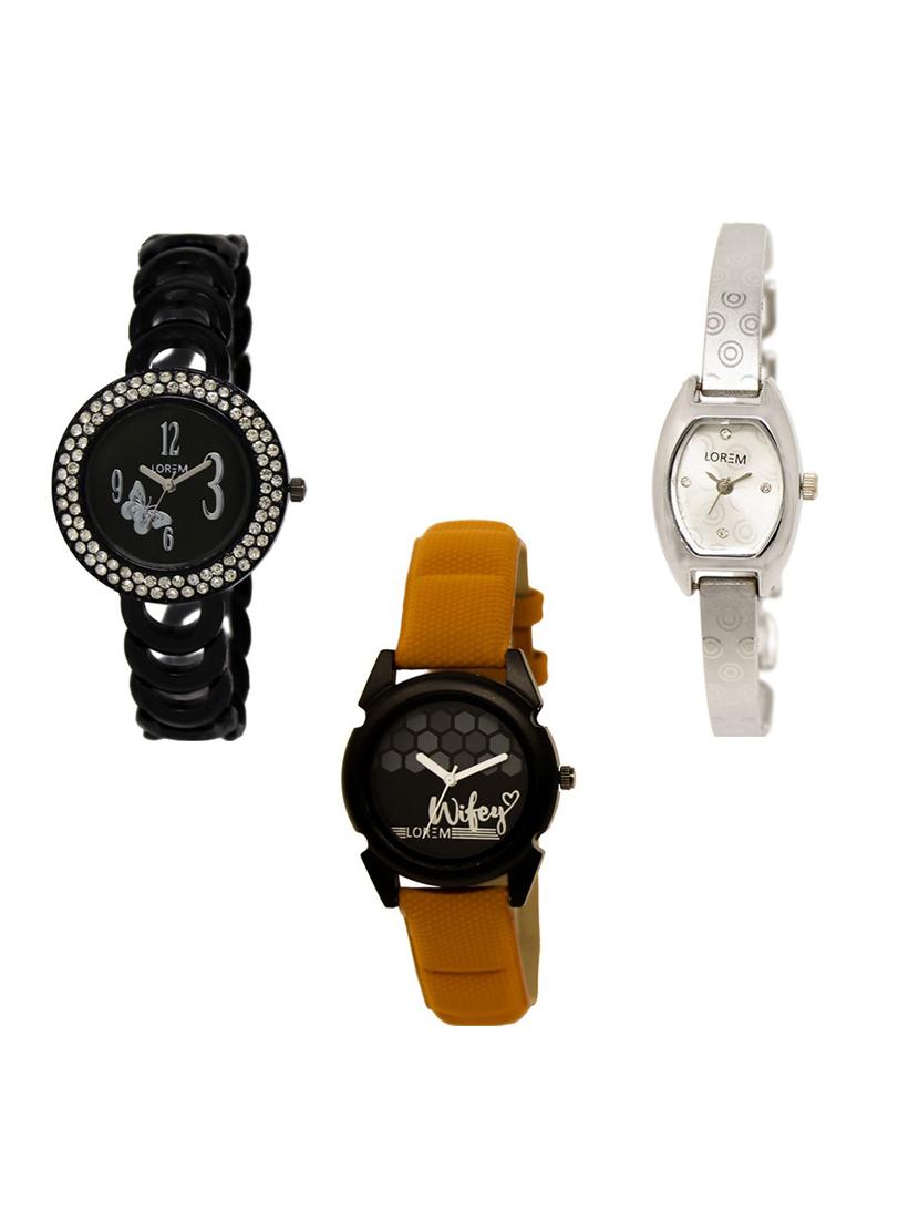 Set of 3 round dial analog watch combo -(LK201-219-235) - 15682518 - Zoom Image - 1