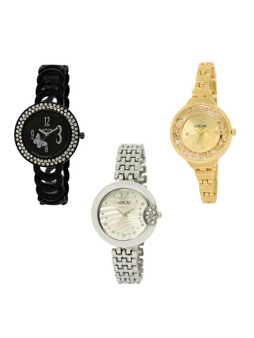 Set of 3 round dial analog watch combo -(LK201-224-227) - 15682585 - Standard Image - 1