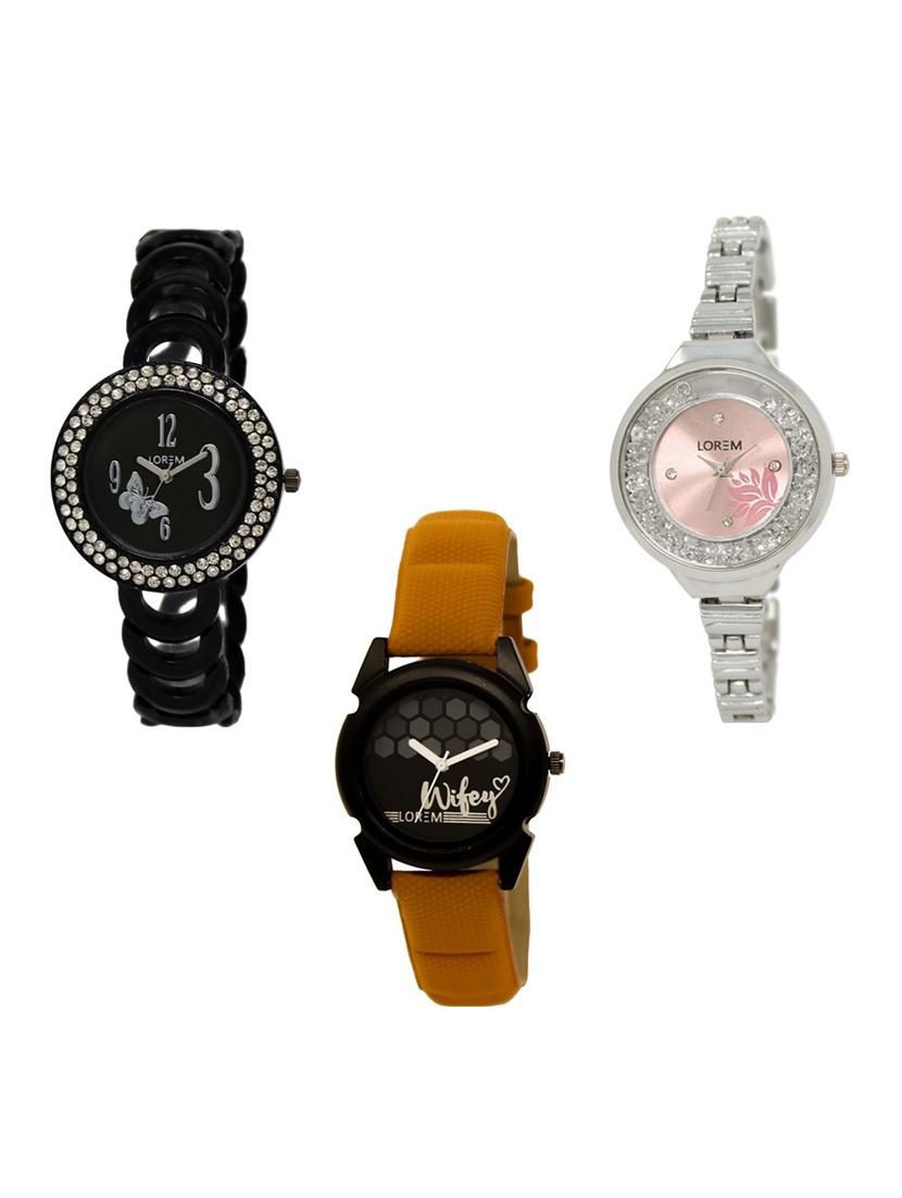 Set of 3 round dial analog watch combo -(LK201-226-235) - 15682615 - Zoom Image - 1