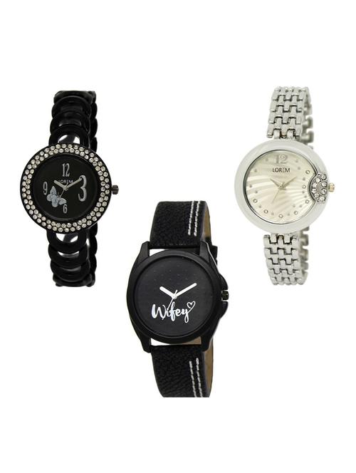 Set of 3 round dial analog watch combo -(LK201-227-234) - 15682625 - Standard Image - 1