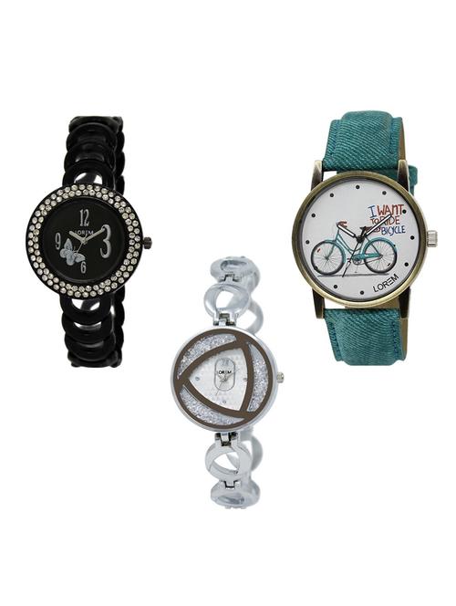 Set of 3 round dial analog watch combo -(LK201-229-240) - 15682651 - Very Small Image - 1