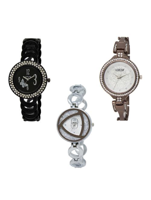 Set of 3 round dial analog watch combo -(LK201-236-240) - 15682693 - Very Small Image - 1