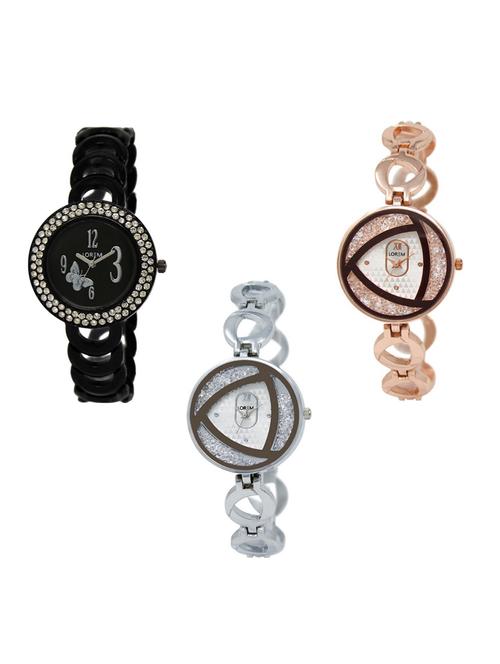 Set of 3 round dial analog watch combo -(LK201-238-240) - 15682700 - Very Small Image - 1