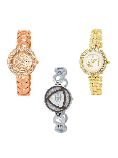 Set of 3 round dial analog watch combo -(LK202-203-240) - 15682736 - Very Small Image - 1