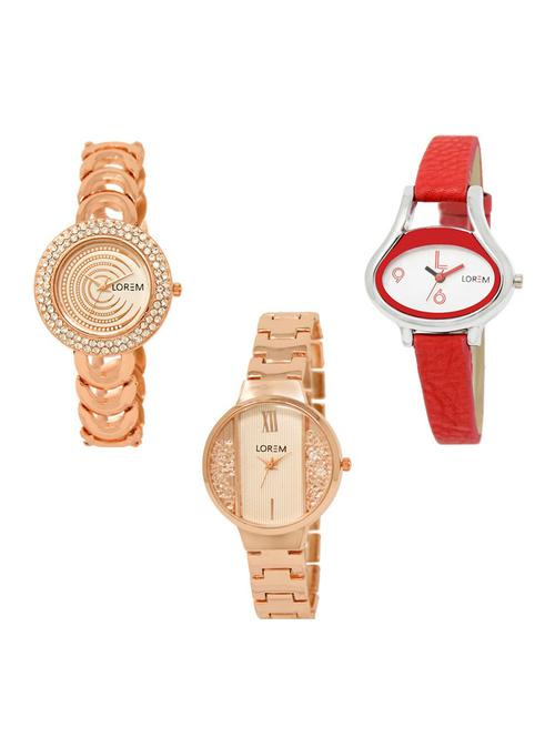 Set of 3 round dial analog watch combo -(LK202-206-217) - 15682813 - Very Small Image - 1