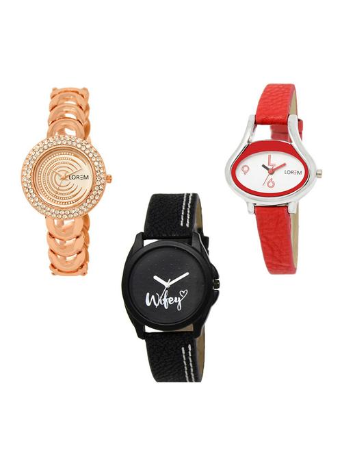 set of 3 round dial analog watch combo -(lk202-206-234) - 15682829 - Standard Image - 1