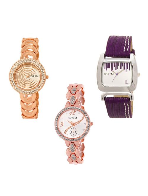 set of 3 round dial analog watch combo -(lk202-207-215) - 15682843 - Standard Image - 1