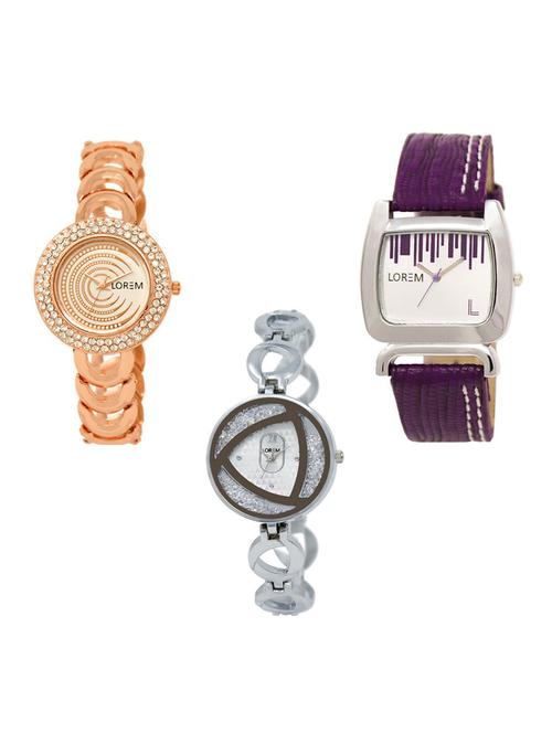 Set of 3 round dial analog watch combo -(LK202-207-240) - 15682867 - Very Small Image - 1