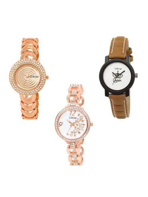 set of 3 round dial analog watch combo -(lk202-209-210) - 15682898 - Standard Image - 1
