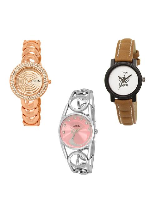 set of 3 round dial analog watch combo -(lk202-209-233) - 15682919 - Standard Image - 1