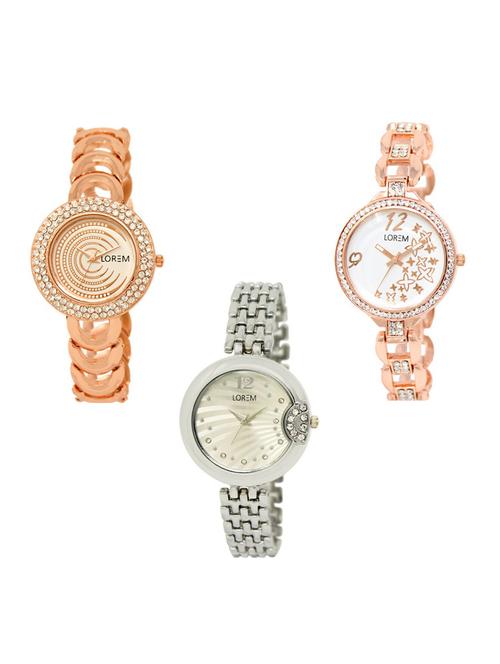 Set of 3 round dial analog watch combo -(LK202-210-227) - 15682936 - Standard Image - 1
