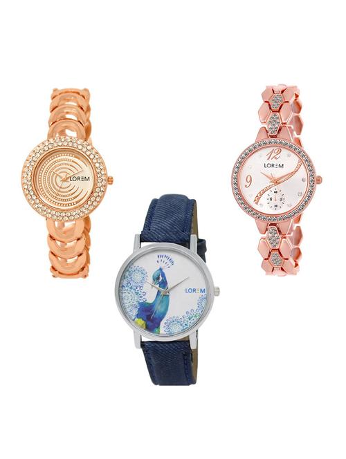 set of 3 round dial analog watch combo -(lk202-215-241) - 15683028 - Standard Image - 1