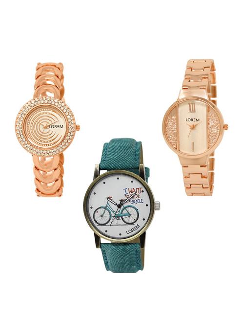 Set of 3 round dial analog watch combo -(LK202-217-229) - 15683053 - Very Small Image - 1
