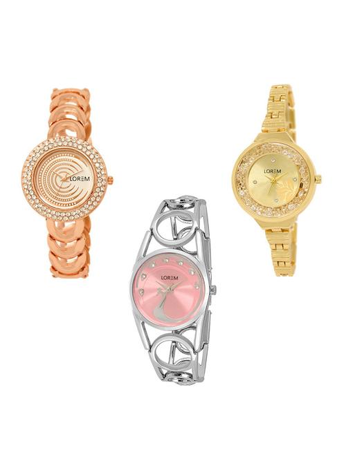 set of 3 round dial analog watch combo -(lk202-224-233) - 15683166 - Standard Image - 1
