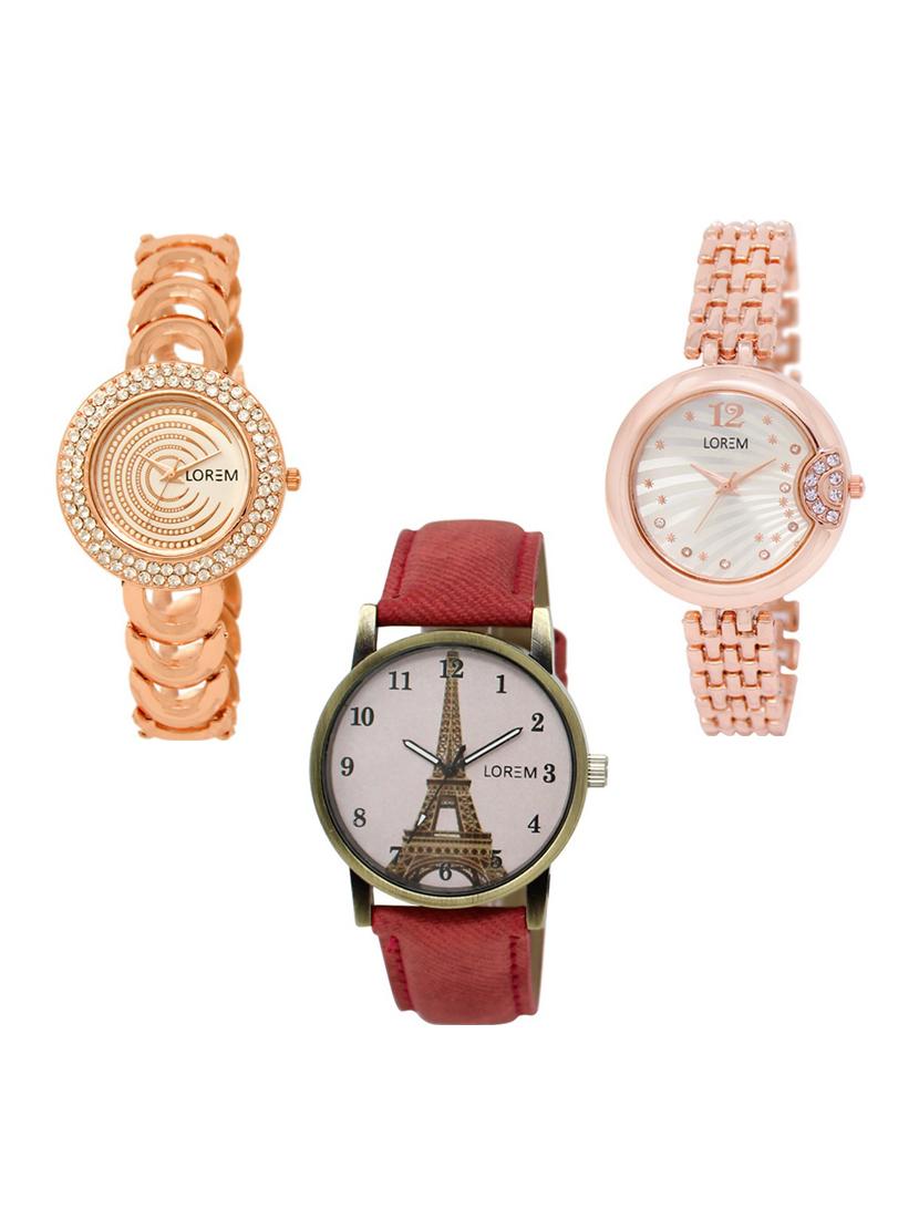 Set of 3 round dial analog watch combo -(LK202-228-230) - 15683209 - Zoom Image - 1