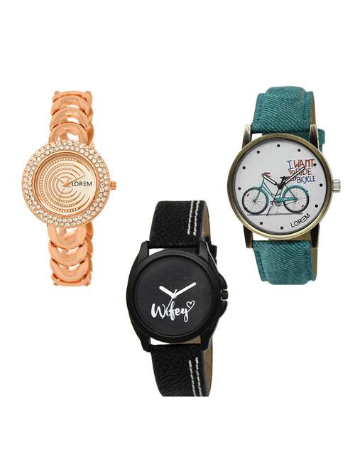 set of 3 round dial analog watch combo -(lk202-229-234) - 15683221 - Standard Image - 1