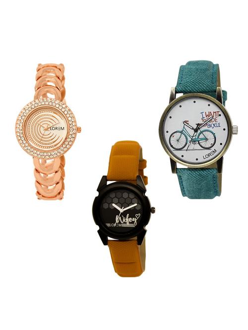 set of 3 round dial analog watch combo -(lk202-229-235) - 15683222 - Standard Image - 1