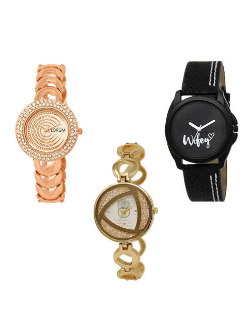 Set of 3 round dial analog watch combo -(LK202-234-239) - 15683257 - Very Small Image - 1