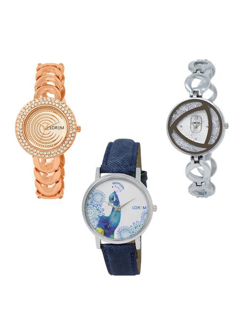 Set of 3 round dial analog watch combo -(LK202-240-241) - 15683280 - Very Small Image - 1
