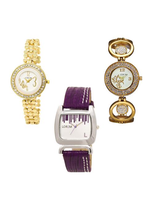set of 3 round dial analog watch combo -(lk203-204-207) - 15683283 - Standard Image - 1