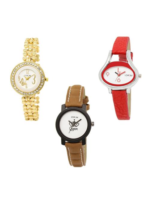 set of 3 round dial analog watch combo -(lk203-206-209) - 15683349 - Standard Image - 1