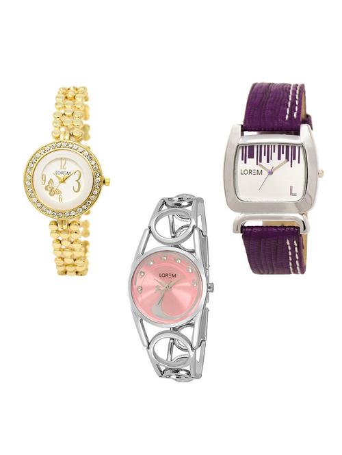 set of 3 round dial analog watch combo -(lk203-207-233) - 15683403 - Standard Image - 1