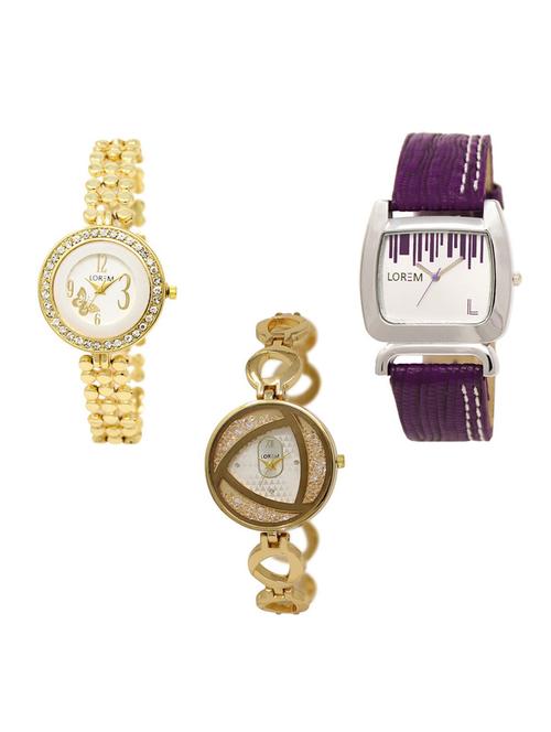 Set of 3 round dial analog watch combo -(LK203-207-239) - 15683409 - Very Small Image - 1