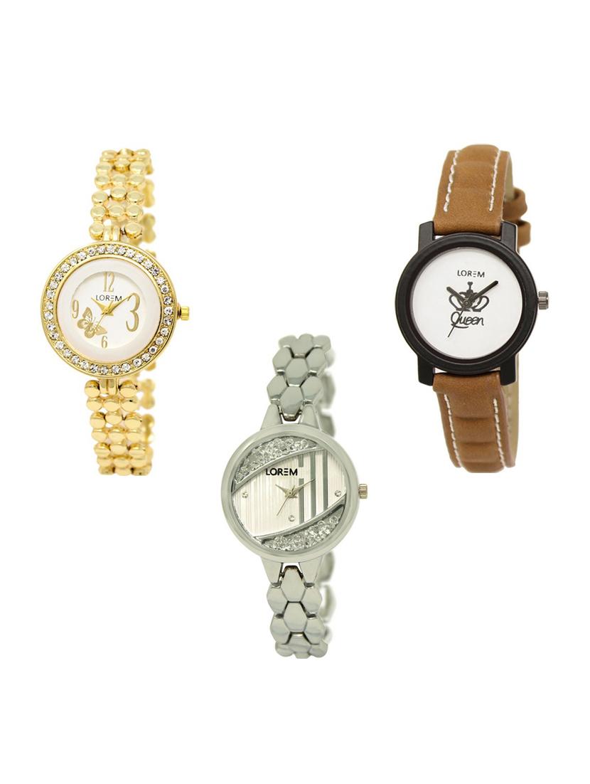 set of 3 round dial analog watch combo -(lk203-209-223) - 15683453 - Zoom Image - 1