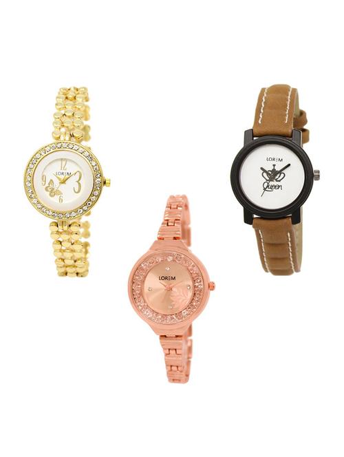set of 3 round dial analog watch combo -(lk203-209-225) - 15683455 - Standard Image - 1