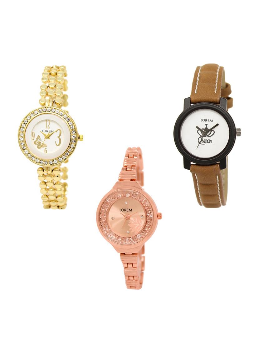 set of 3 round dial analog watch combo -(lk203-209-225) - 15683455 - Zoom Image - 1