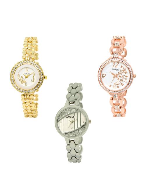 set of 3 round dial analog watch combo -(lk203-210-223) - 15683476 - Standard Image - 1