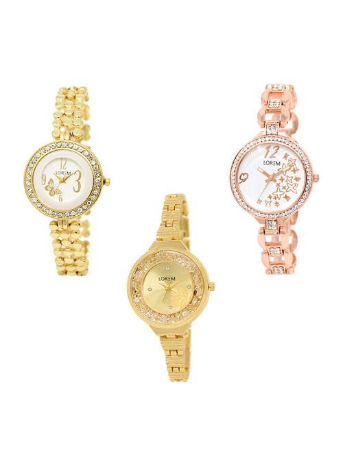 set of 3 round dial analog watch combo -(lk203-210-224) - 15683477 - Standard Image - 1