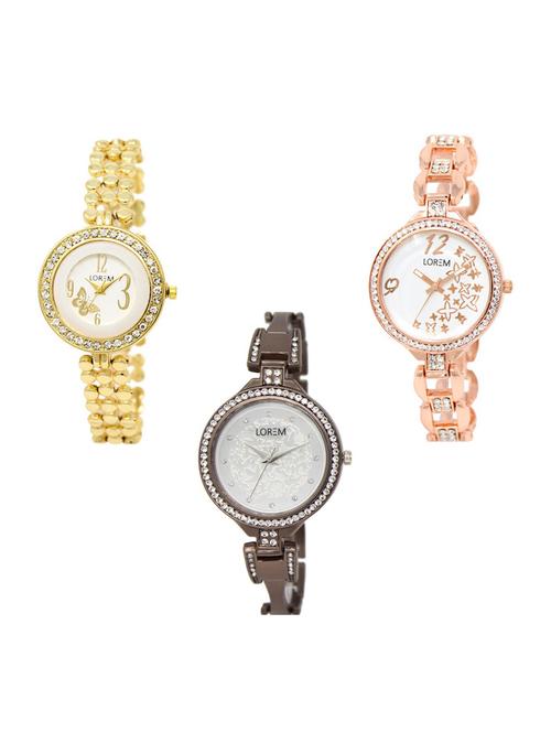 set of 3 round dial analog watch combo -(lk203-210-236) - 15683485 - Standard Image - 1