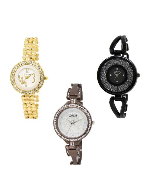 set of 3 round dial analog watch combo -(lk203-211-236) - 15683509 - Standard Image - 1