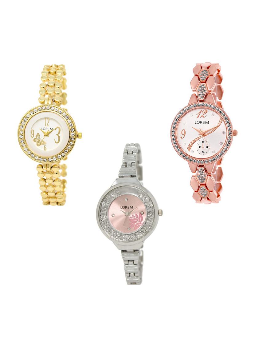 set of 3 round dial analog watch combo -(lk203-215-226) - 15683560 - Zoom Image - 1