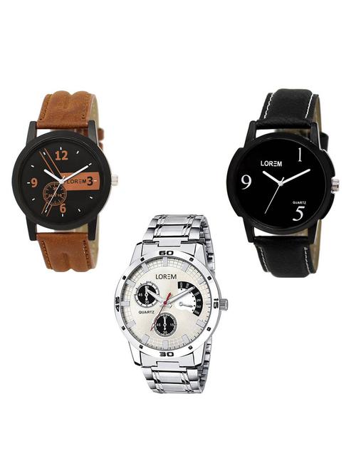 set of 3 analog watch combo -(lk-01-06-101) - 15683611 - Standard Image - 1